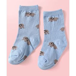 Cute Walk By Babyhug Cotton Knit Anti-Bacterial Ankle Length Elephant & Animal Designed Socks Pack Of 5 - Red Green & White