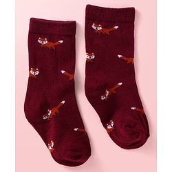 Cute Walk By Babyhug Cotton Knit Anti-Bacterial Ankle Length Elephant & Animal Designed Socks Pack Of 5 - Red Green & White