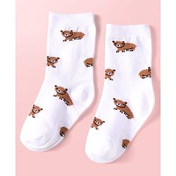 Cute Walk By Babyhug Cotton Knit Anti-Bacterial Ankle Length Elephant & Animal Designed Socks Pack Of 5 - Red Green & White