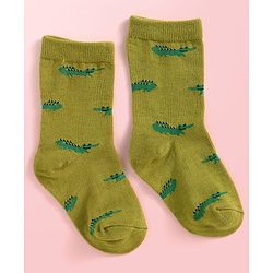 Cute Walk By Babyhug Cotton Knit Anti-Bacterial Ankle Length Elephant & Animal Designed Socks Pack Of 5 - Red Green & White