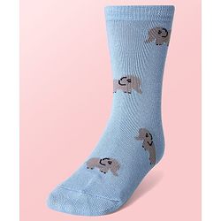 Cute Walk By Babyhug Cotton Knit Anti-Bacterial Ankle Length Elephant & Animal Designed Socks Pack Of 5 - Red Green & White