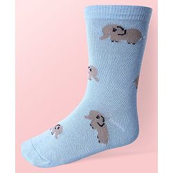 Cute Walk By Babyhug Cotton Knit Anti-Bacterial Ankle Length Elephant & Animal Designed Socks Pack Of 5 - Red Green & White