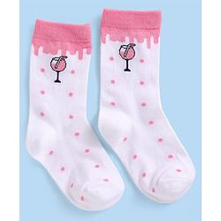 Cutewalk by Babyhug Non Terry Knit Anti-bacterial Ankle Length Socks with Floral & Fruits Design Pack of 5 - White & Pink