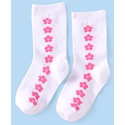 Cutewalk by Babyhug Non Terry Knit Anti-bacterial Ankle Length Socks with Floral & Fruits Design Pack of 5 - White & Pink
