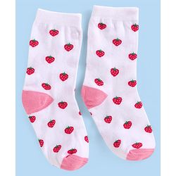 Cutewalk by Babyhug Non Terry Knit Anti-bacterial Ankle Length Socks with Floral & Fruits Design Pack of 5 - White & Pink