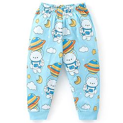 Babyhug Cotton Knit Full Sleeves Night Suit with Bear Print - Sky Blue