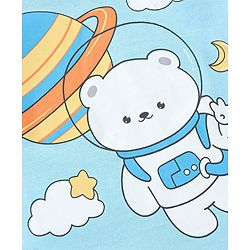 Babyhug Cotton Knit Full Sleeves Night Suit with Bear Print - Sky Blue