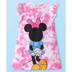 Babyhug Disney Single Jersey Knit Frill Sleeves Nighty with Minnie Mouse Graphics - White