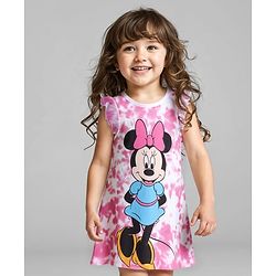 Babyhug Disney Single Jersey Knit Frill Sleeves Nighty with Minnie Mouse Graphics - White