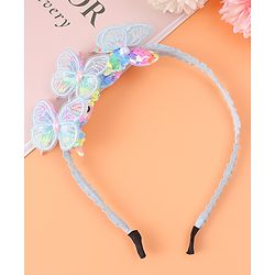 Babyhug Butterfly & Sequin Applique Hair Band - Blue