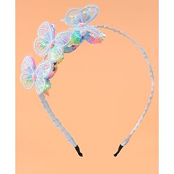 Babyhug Butterfly & Sequin Applique Hair Band - Blue