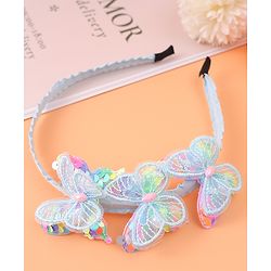 Babyhug Butterfly & Sequin Applique Hair Band - Blue