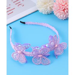 Babyhug Butterfly & Sequin Applique Hair Band - Blue