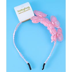 Babyhug Hair Band with Butterfly Applique Free Size - Pink