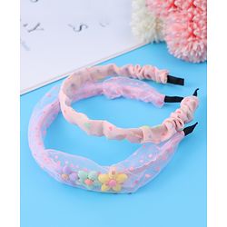 Babyhug Free Size Hair Bands with Floral Applique Pack of 2 - Light Pink