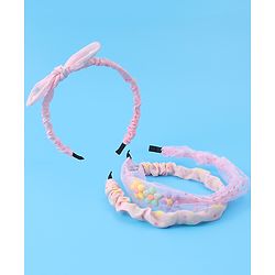 Babyhug Free Size Hair Bands with Floral Applique Pack of 2 - Light Pink