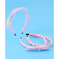 Babyhug Free Size Hair Bands with Floral Applique Pack of 2 - Light Pink