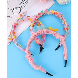 Babyhug Free Size Hair Bands with Floral Applique & Polka Dots Design Pack of 3 - Multicolor