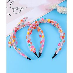 Babyhug Free Size Hair Bands with Floral Applique & Polka Dots Design Pack of 3 - Multicolor