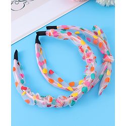 Babyhug Free Size Hair Bands with Floral Applique & Polka Dots Design Pack of 3 - Multicolor