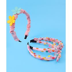 Babyhug Free Size Hair Bands with Floral Applique & Polka Dots Design Pack of 3 - Multicolor
