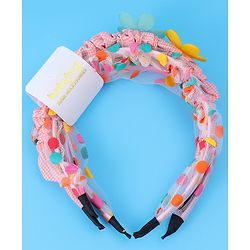 Babyhug Free Size Hair Bands with Floral Applique & Polka Dots Design Pack of 3 - Multicolor