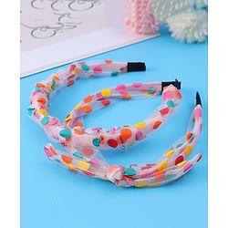 Babyhug Free Size Hair Bands with Floral Applique & Polka Dots Design Pack of 3 - Multicolor