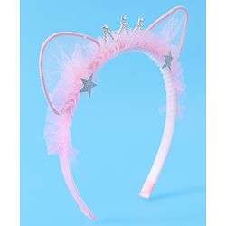 Babyhug Tiara Style Hair Band With Star Print - Pink