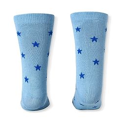 Cute Walk by Babyhug Cotton Lycra Knit Anti-bacterial Socks Strips Stars & Numeric Design Pack of 3 - Blue White & Light Blue