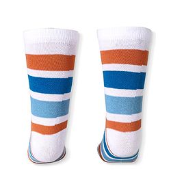 Cute Walk by Babyhug Cotton Lycra Knit Anti-bacterial Socks Strips Stars & Numeric Design Pack of 3 - Blue White & Light Blue