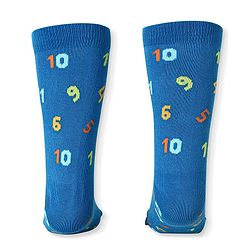 Cute Walk by Babyhug Cotton Lycra Knit Anti-bacterial Socks Strips Stars & Numeric Design Pack of 3 - Blue White & Light Blue