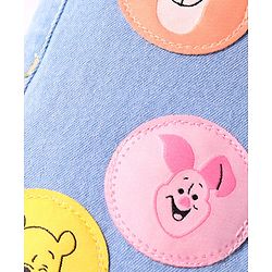 Babyhug Disney Knit Full Length Denim Jeans With Winnie The Pooh Graphics & Patch - Light Blue