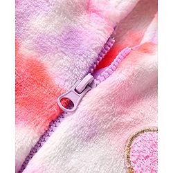 Babyhug Cotton Knit Full Sleeves Heart Design Hooded Winter Jacket with Kangaroo Pockets - Pink