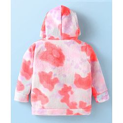 Babyhug Cotton Knit Full Sleeves Heart Design Hooded Winter Jacket with Kangaroo Pockets - Pink