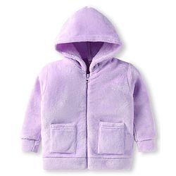 Babyhug Cotton Woven Full Sleeves Hooded Sweatjacket with Star Sequinned Detailing - Lavender