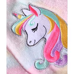 Babyhug Cotton Knit Full Sleeves Unicorn Design Hooded Winter Jacket with Kangaroo Pockets - Pink