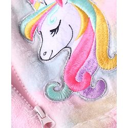 Babyhug Cotton Knit Full Sleeves Unicorn Design Hooded Winter Jacket with Kangaroo Pockets - Pink