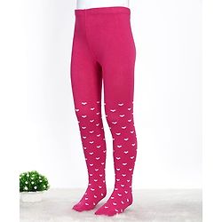 Cute Walk by Babyhug Cotton Blend Knit Antibacterial Heart Design Tights - Pink