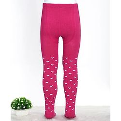 Cute Walk by Babyhug Cotton Blend Knit Antibacterial Heart Design Tights - Pink