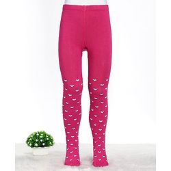 Cute Walk by Babyhug Cotton Blend Knit Antibacterial Heart Design Tights - Pink