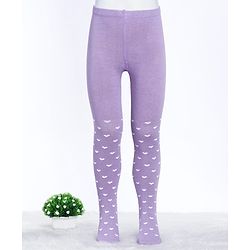 Cute Walk by Babyhug Cotton Blend Knit Heart Design Antibacterial Tights - Lavender