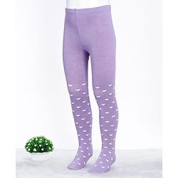 Cute Walk by Babyhug Cotton Blend Knit Heart Design Antibacterial Tights - Lavender