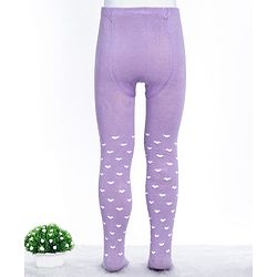 Cute Walk by Babyhug Cotton Blend Knit Heart Design Antibacterial Tights - Lavender