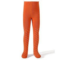 Cute Walk by Babyhug Knit Antibacterial  Footed Tights with Polka Dots Design - Orange