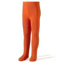 Cute Walk by Babyhug Knit Antibacterial  Footed Tights with Polka Dots Design - Orange