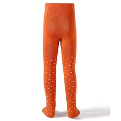 Cute Walk by Babyhug Knit Antibacterial  Footed Tights with Polka Dots Design - Orange