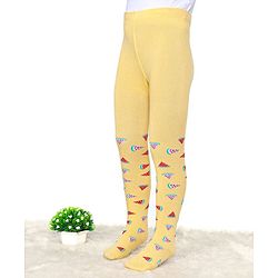 Cute Walk by Babyhug Cotton Elastane Anti Bacterial Footed Tights Watermelon Design - Mustard