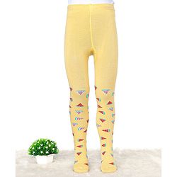 Cute Walk by Babyhug Cotton Elastane Anti Bacterial Footed Tights Watermelon Design - Mustard