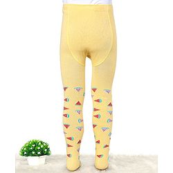 Cute Walk by Babyhug Cotton Elastane Anti Bacterial Footed Tights Watermelon Design - Mustard