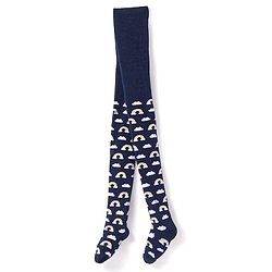 Cute Walk by Babyhug Knit Antibacterial Footed Tights with Rainbow Design - Navy Blue